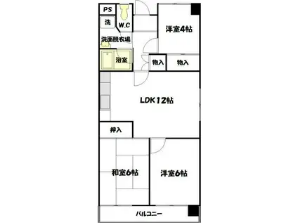東山ハイツ(3LDK/2階)の間取り写真