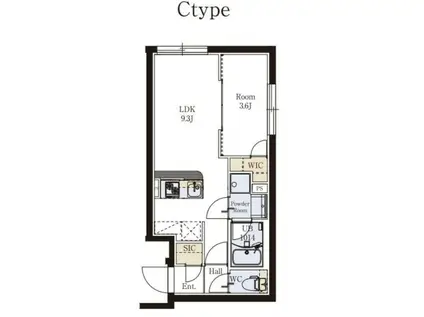 プロスタイルウェルス東武練馬II(1LDK/1階)の間取り写真