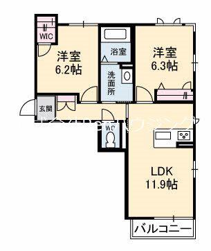 ベレオ名東(2LDK/1階)の間取り写真