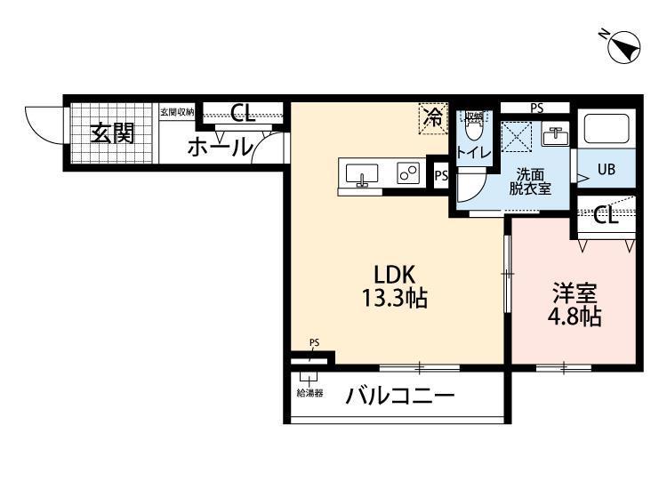 リーブルファイン西浦和II(1LDK/1階)の間取り写真