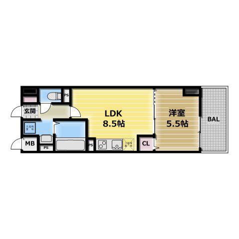 リアライズ今里南(1LDK/9階)の間取り写真
