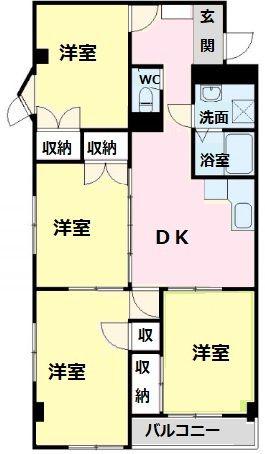 エステート23(4DK/3階)の間取り写真