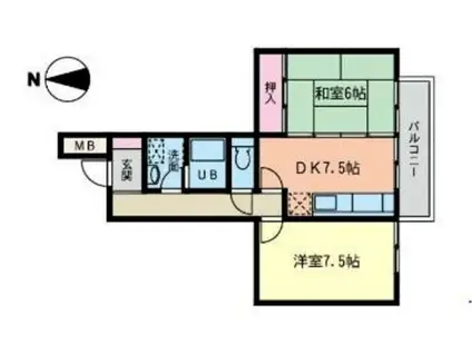 ハイネス今川(2DK/1階)の間取り写真