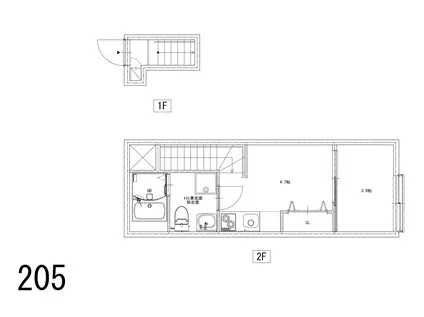 ソルナクレイシア桜新町II(1DK/2階)の間取り写真
