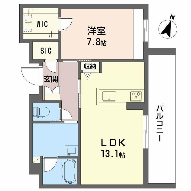 フォレナ山田東(1LDK/2階)の間取り写真