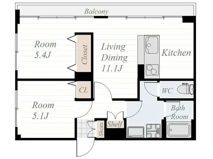 神田橋ビル(2LDK/4階)の間取り写真