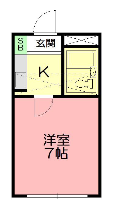 ビューパレス湘南伊勢原I(1K/1階)の間取り写真