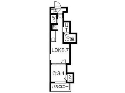BUZZ北加賀屋(1LDK/1階)の間取り写真