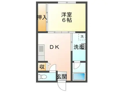 川北ライフ(1DK/1階)の間取り写真