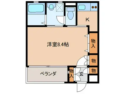 キューブ(1K/2階)の間取り写真