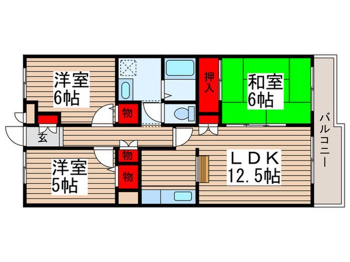 リカスコート(3LDK/3階)の間取り写真