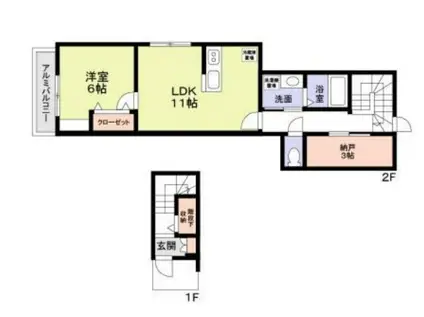 MITSUIKE GARDEN(1SLDK/2階)の間取り写真