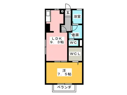 カーサグランデ中八木間(1LDK/2階)の間取り写真