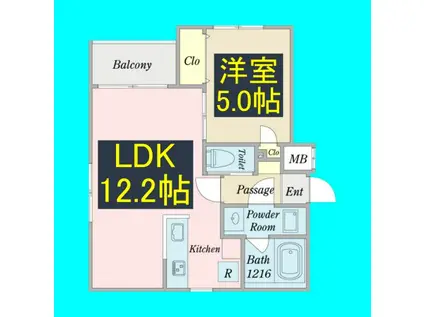 リアン猫洞通(1LDK/1階)の間取り写真