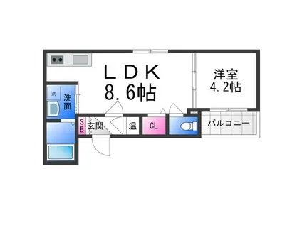 GRANDIR湊(1LDK/1階)の間取り写真