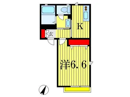 クローバーハウス(1K/2階)の間取り写真