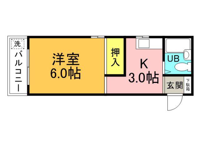 東雲本町ビル(1K/2階)の間取り写真