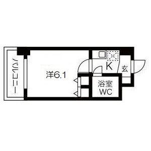 ダイアパレス水木通弐番館(1K/9階)の間取り写真