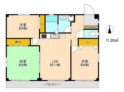 マーベラス栄和 B棟(3LDK/4階)の間取り写真