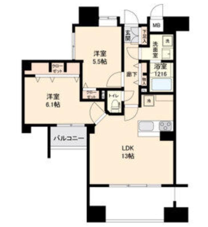プライムアーバン長町一丁目(2LDK/13階)の間取り写真