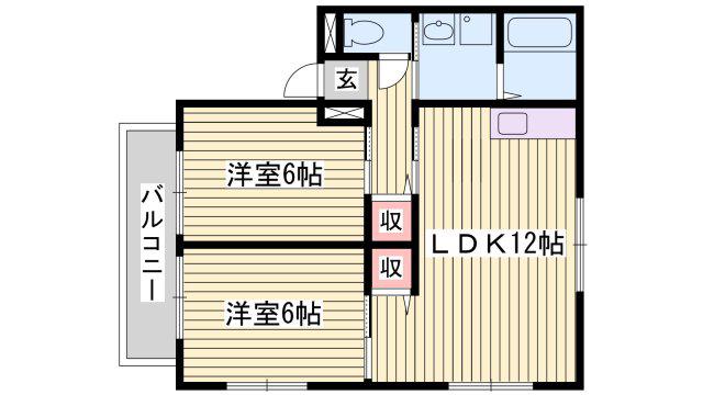 ハーモネート城西(2LDK/1階)の間取り写真