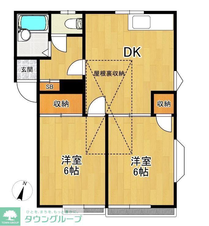 トラッド狭山(2DK/2階)の間取り写真