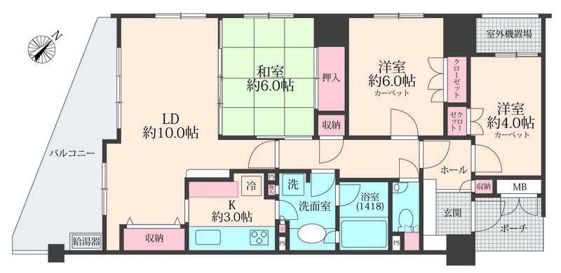 BSタワー橋本W棟(3LDK/4階)の間取り写真