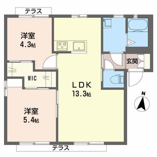 二色の浜グリーンヴィレッジ(2LDK/1階)の間取り写真