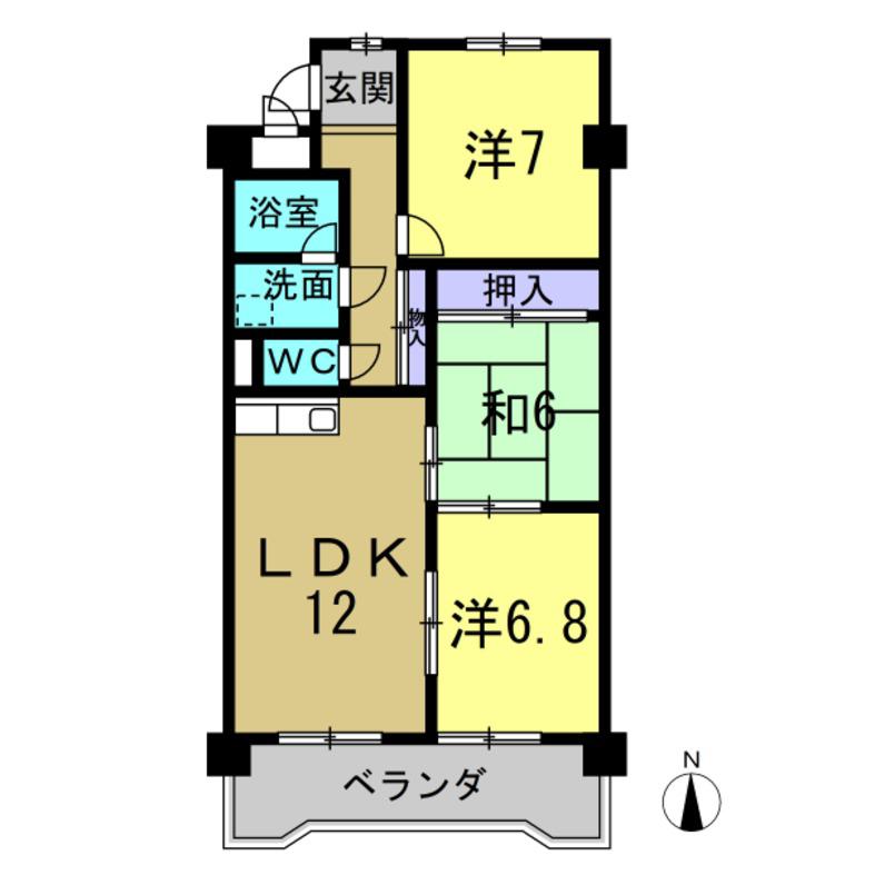 スカイガーデン兜山(3LDK/4階)の間取り写真
