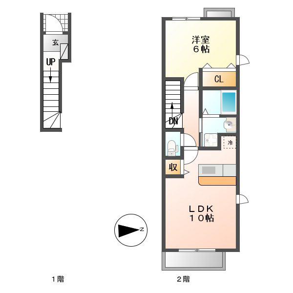 CASA 18(1LDK/2階)の間取り写真
