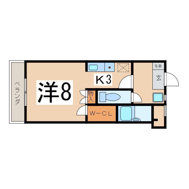 ハイツ太田PARTII(1K/3階)の間取り写真