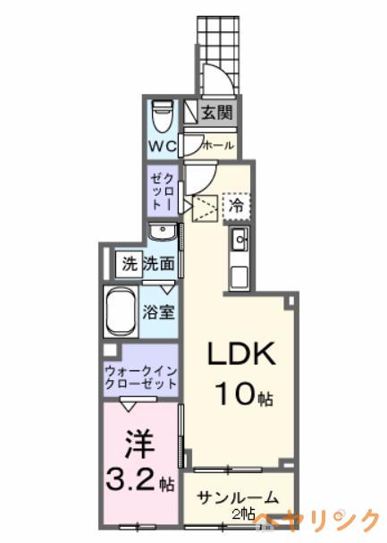 ヴィラ グレイスB(1LDK/1階)の間取り写真