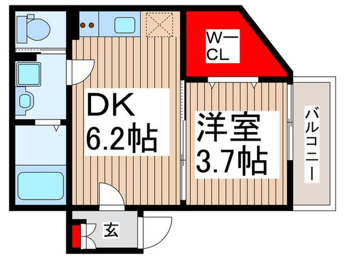 TF蘇我(1DK/1階)の間取り写真