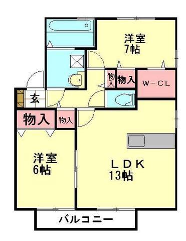 コアロードⅤ(2LDK/1階)の間取り写真