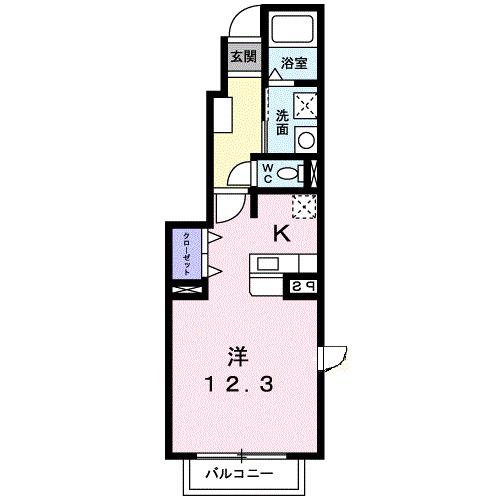 カーサ・クレールIV(ワンルーム/1階)の間取り写真