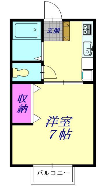 シティハイムシンメイ(1K/2階)の間取り写真
