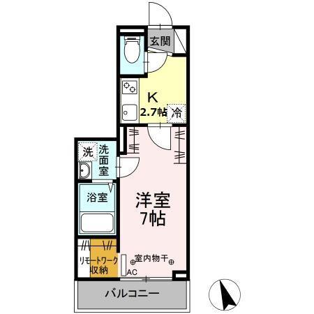 ウェルデンス戸塚 B(1K/2階)の間取り写真