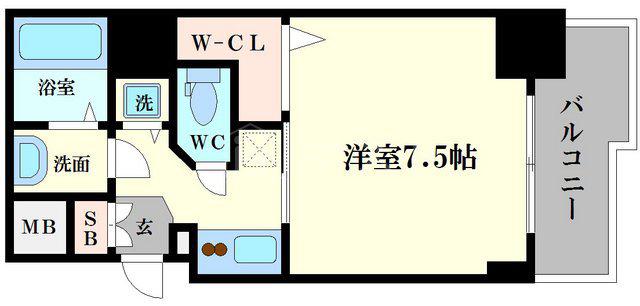 エスレジデンス谷町五丁目(1K/5階)の間取り写真