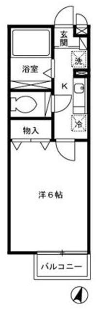 ジュネス陽光台II(1K/2階)の間取り写真