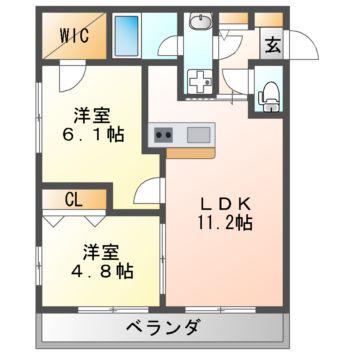 ステラウッド野中II(2LDK/2階)の間取り写真