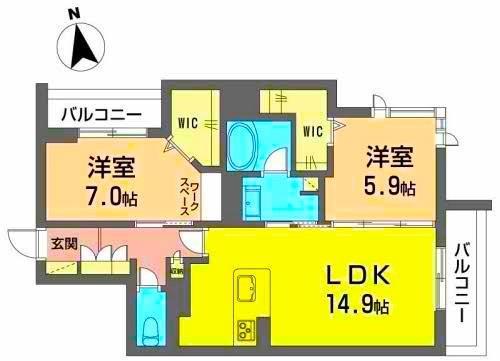 PROMENADE長泉(2LDK/2階)の間取り写真