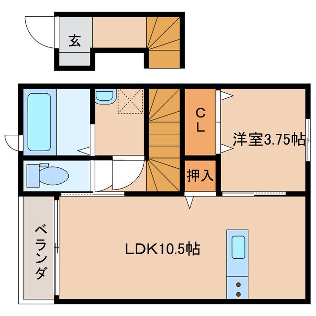 LUGN PLATS(1LDK/2階)の間取り写真