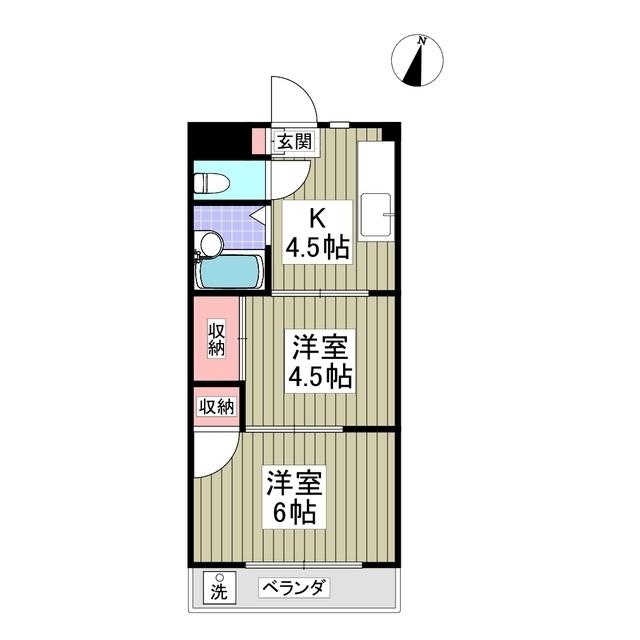 宮根第IIコーポ(2K/2階)の間取り写真