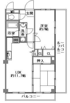 ルネ六甲八幡町(2LDK/5階)の間取り写真