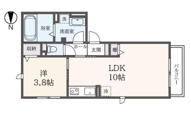 メゾン ルテチア(1LDK/1階)の間取り写真