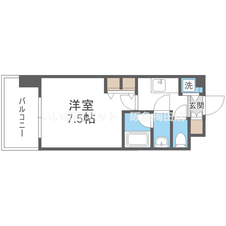 CITY SPIRE西中島(1K/7階)の間取り写真