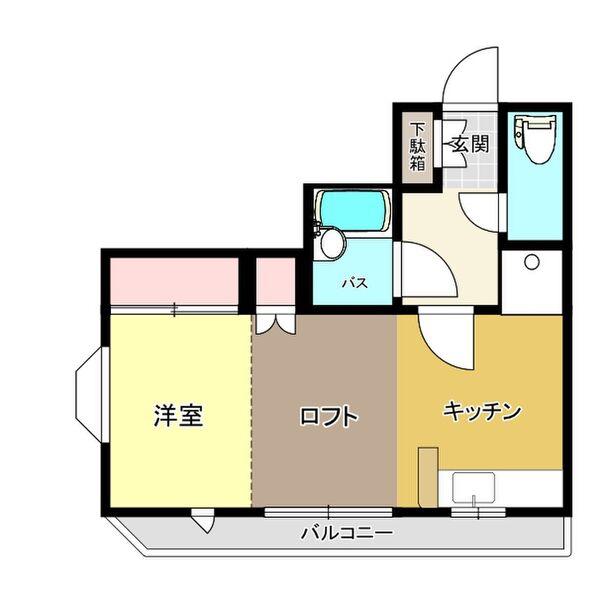 東仙台第2レジデンス(ワンルーム/1階)の間取り写真
