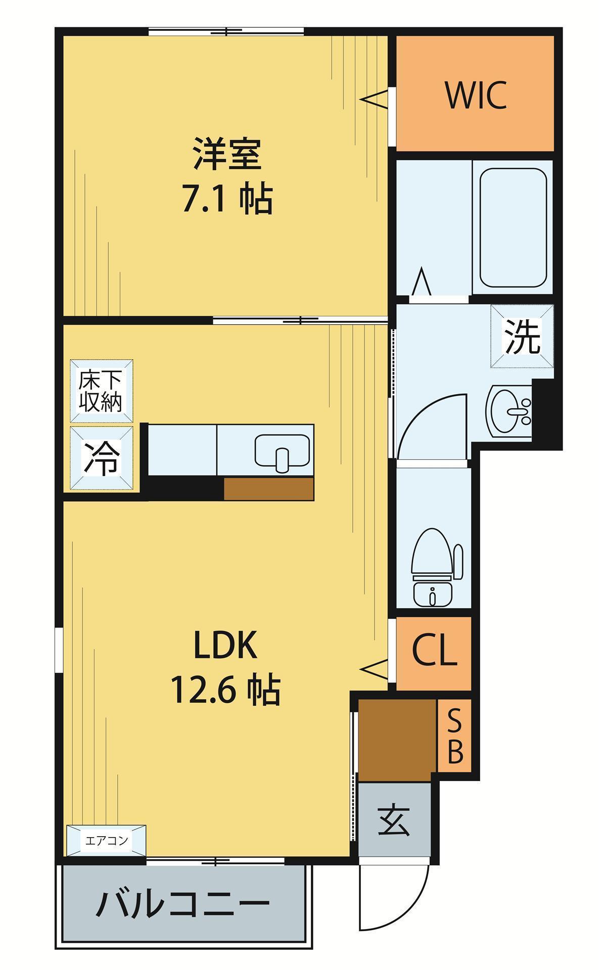 セジュール清水沼(1LDK/1階)の間取り写真