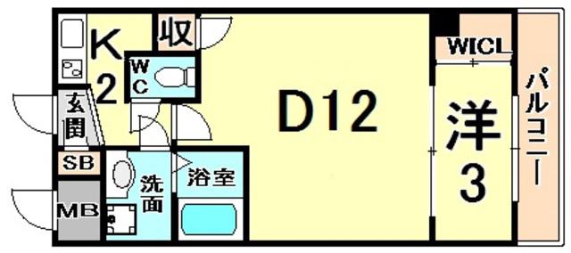 セレニテ甲子園I(1DK/5階)の間取り写真
