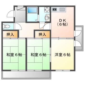 ロワール朝日が丘(3DK/3階)の間取り写真